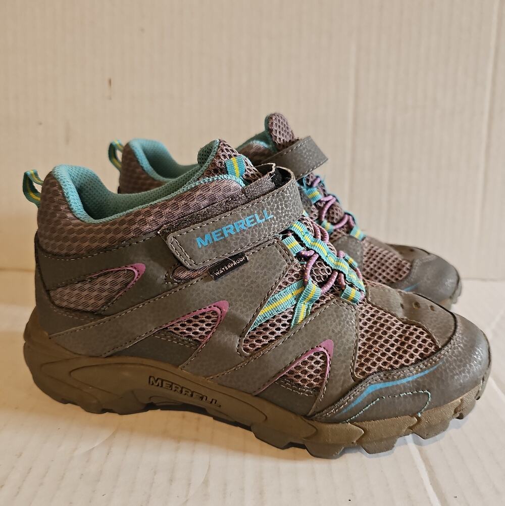 Merrell Hilltop Mid Quick Hiking Gray Blue Shoe Girl Size 4.5 M women 6 MY55628